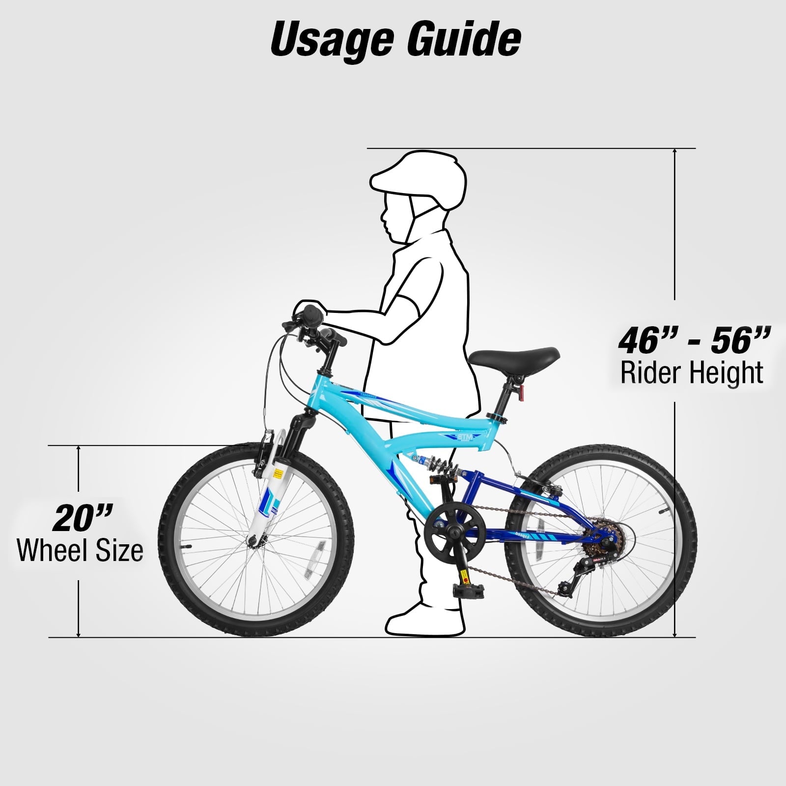Hykolity Kids Mountain Bike 20 inch MTB Bicycle Age 6-12 Years Height 42-56 in Tween Cycling Full Suspension Sport Outdoor Bikes - Matte Black