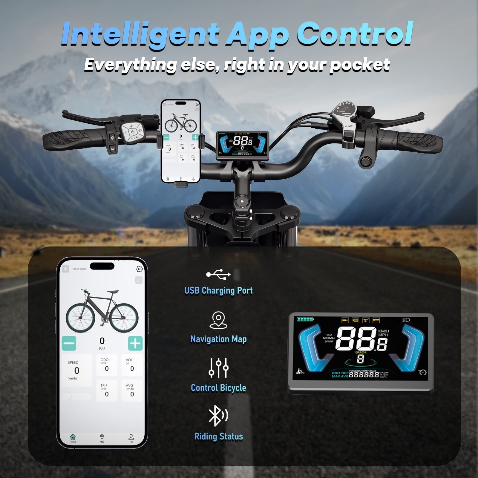 Electric Bike for Adults,1500W 35MPH,48V 20AH 30-80 Miles,20'' Fat Tire Mountain Bike with Rear Rack UL2849