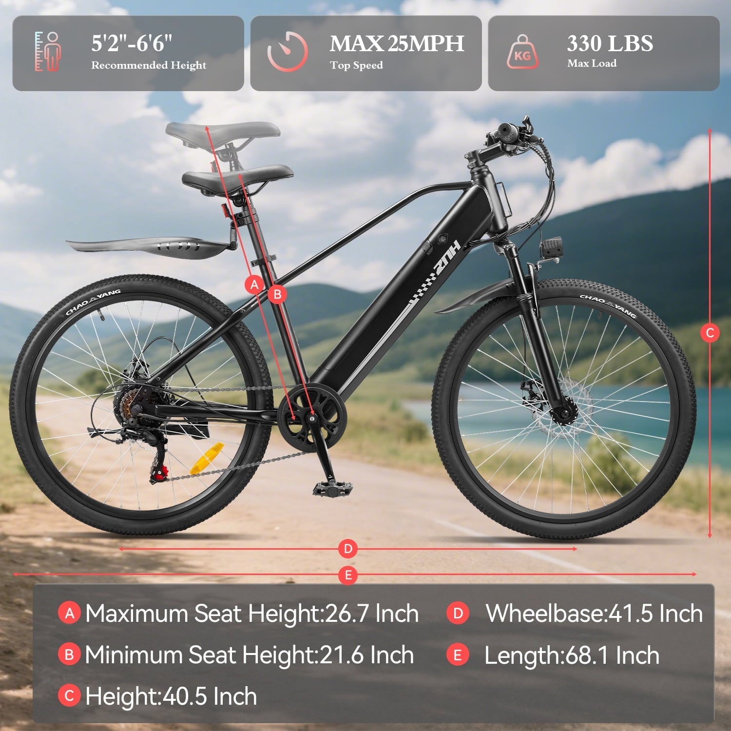 ZNH 1000W Electric Bike for Adults|26''Ebike 48V 13Ah Removable Battery Electric Mountain Bike|7 Speed|UL2849 Certified|Black