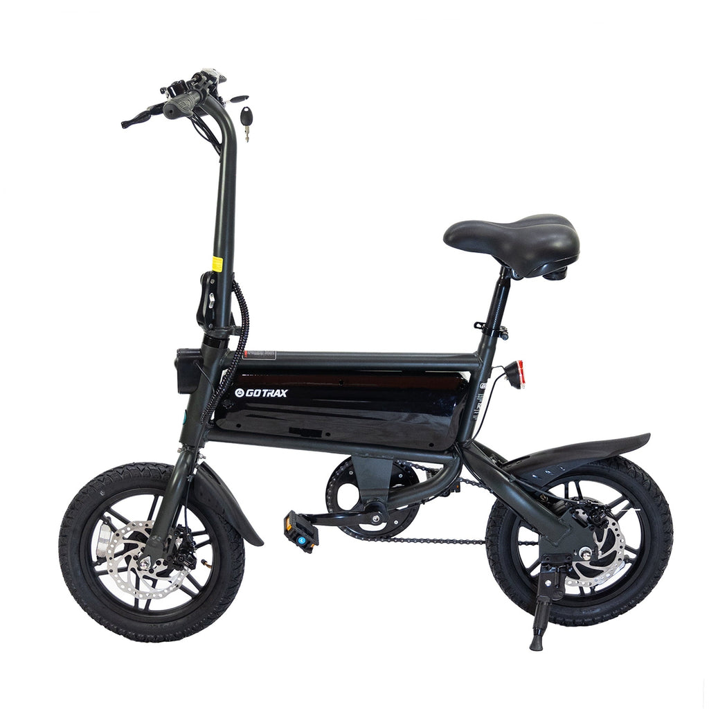 GOTRAX S2 14 Folding Adult Electric Bike, 250W, 15.5 mph Max Speed LED Display, Black