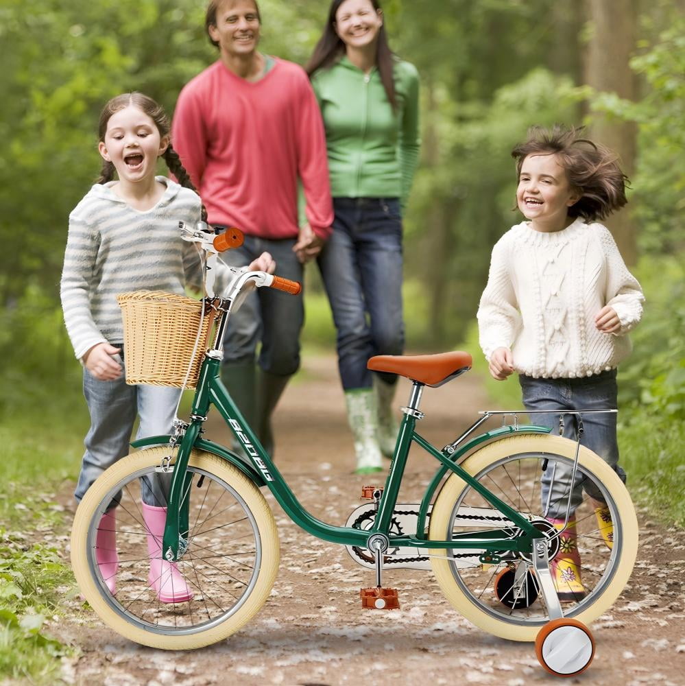 18 Inch Kids Bike with Removable Training Wheels, Adjustable Seat, Steel Frame & Dual Brake, Kids Bicycle for 6-10 Years Old Toddler Girls Boys