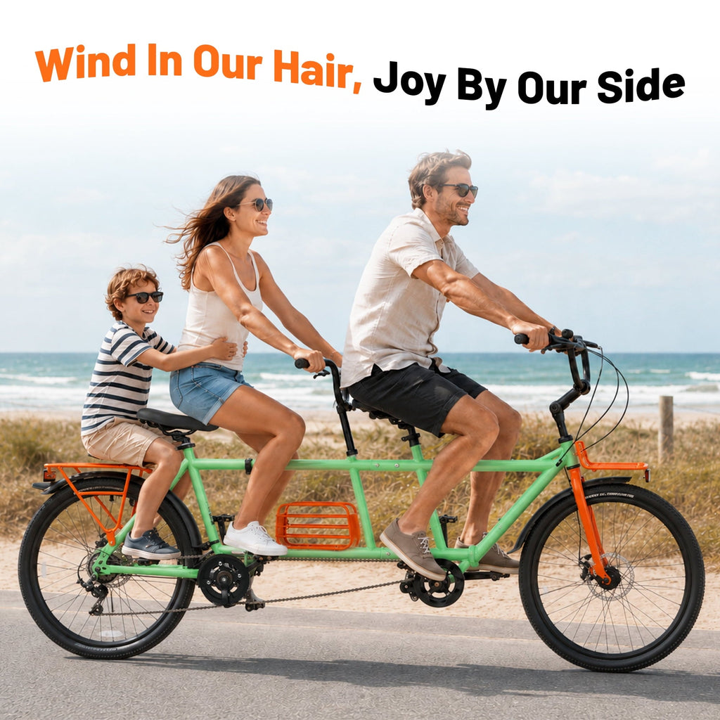 Meghna Tandem Bike 24 inches 4-Fold 2-Seater 6 speed Folding Tandem Dual Disc Brake for Adult Beach Cruiser Silver