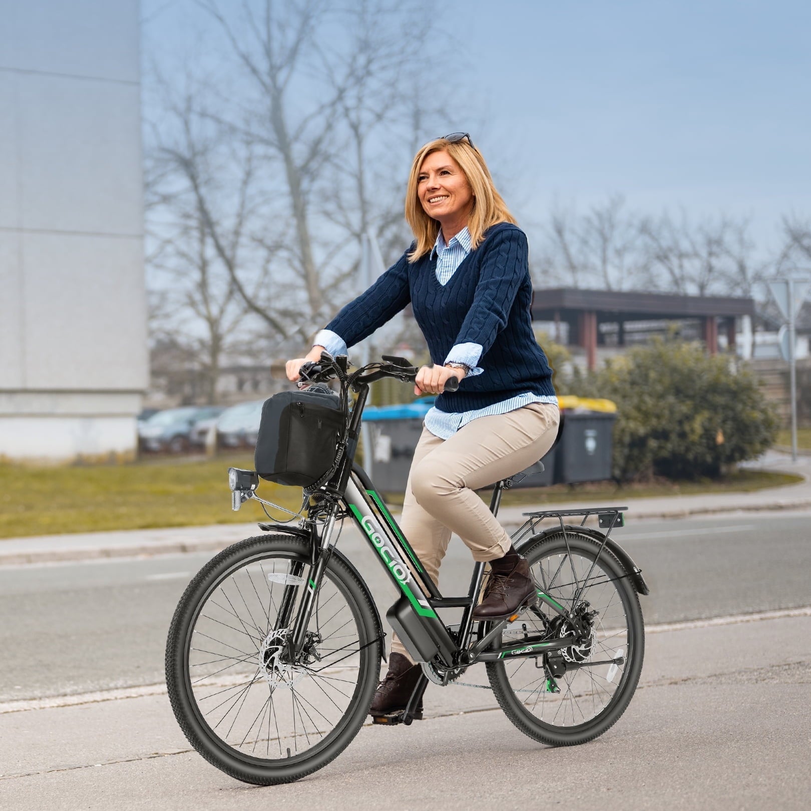 Gocio UL2849 Certified 26 Electric Bike for Adults, 750W Peak Motor, 48V 7.8Ah Battery, 19.8 mph 7-Speed Commuter Ebike with Disc Brakes