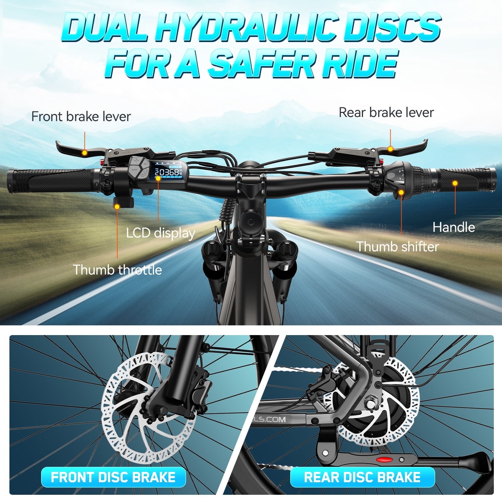 TST Electric Bike for Men, Peak 1000W E Mountain Bike, Electric Bicycle, 27.5 Tire EBike, Hydraulic Disc Brakes, 48V/15Ah Battery