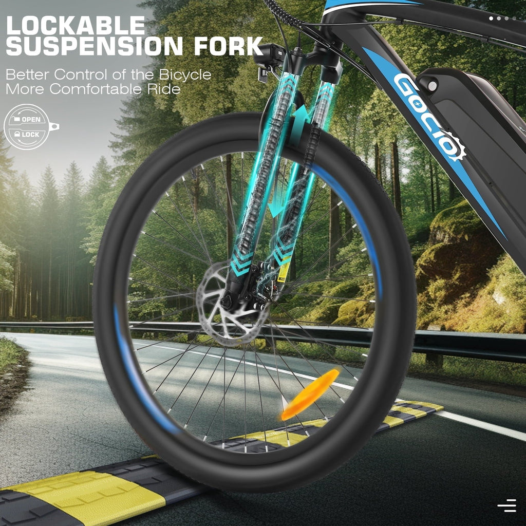 Gocio 27.5 Electric Mountain Bike for Adults, 750W Peak Motor, 48V 10.4Ah Battery, 20MPH, 21 Speed, Lockable Front Suspension, UL2849 Certified