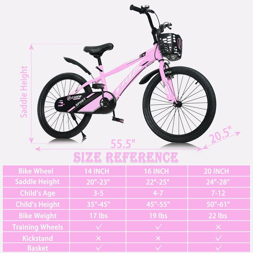 NEORIVER 14 Kids Bikes for Girls and Boys, Kids' Bicycles with Training Wheels, Ages 3-5 Years