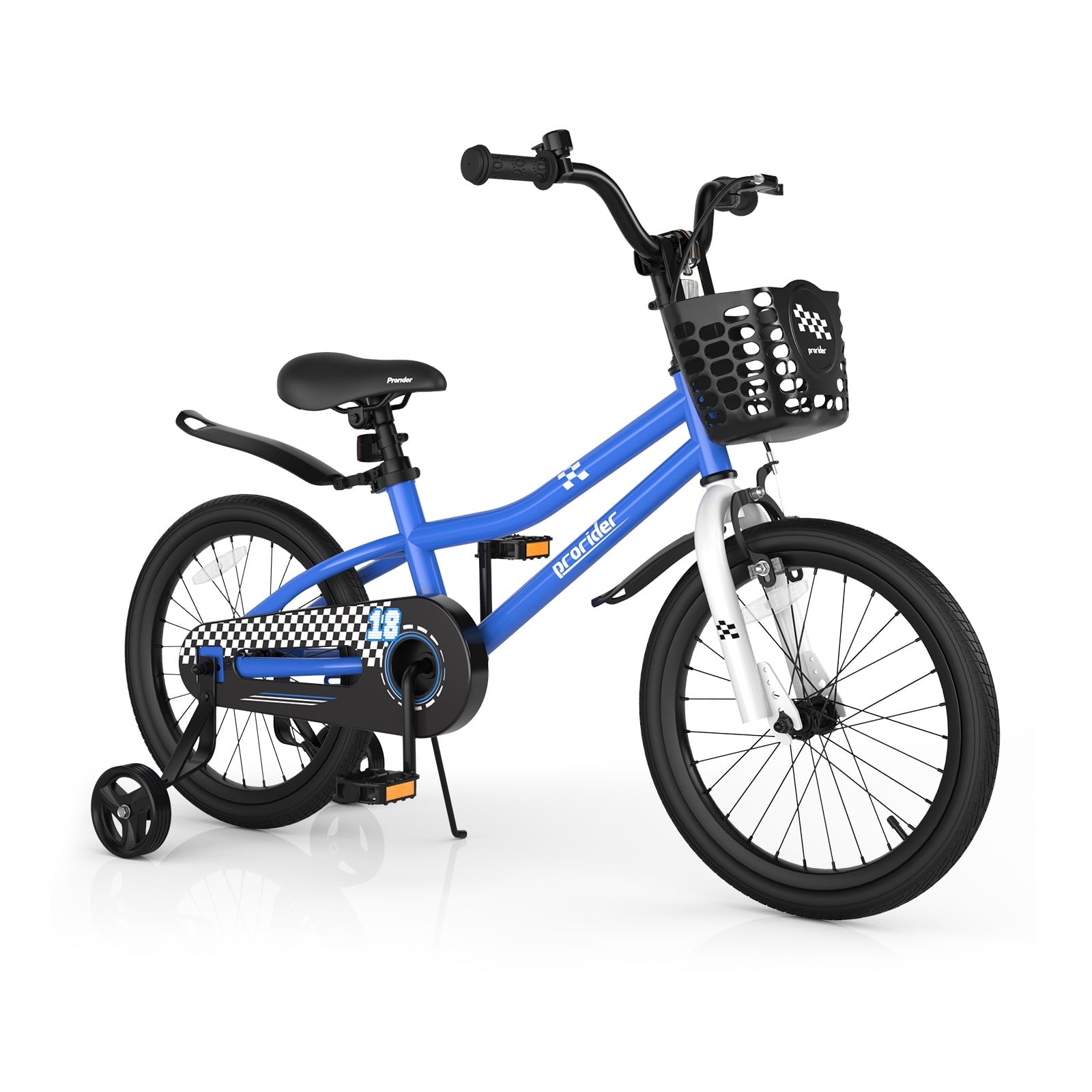 Costway 14'' Kid's Bike with Removable Training Wheels & Basket for 3-5 Years Old White