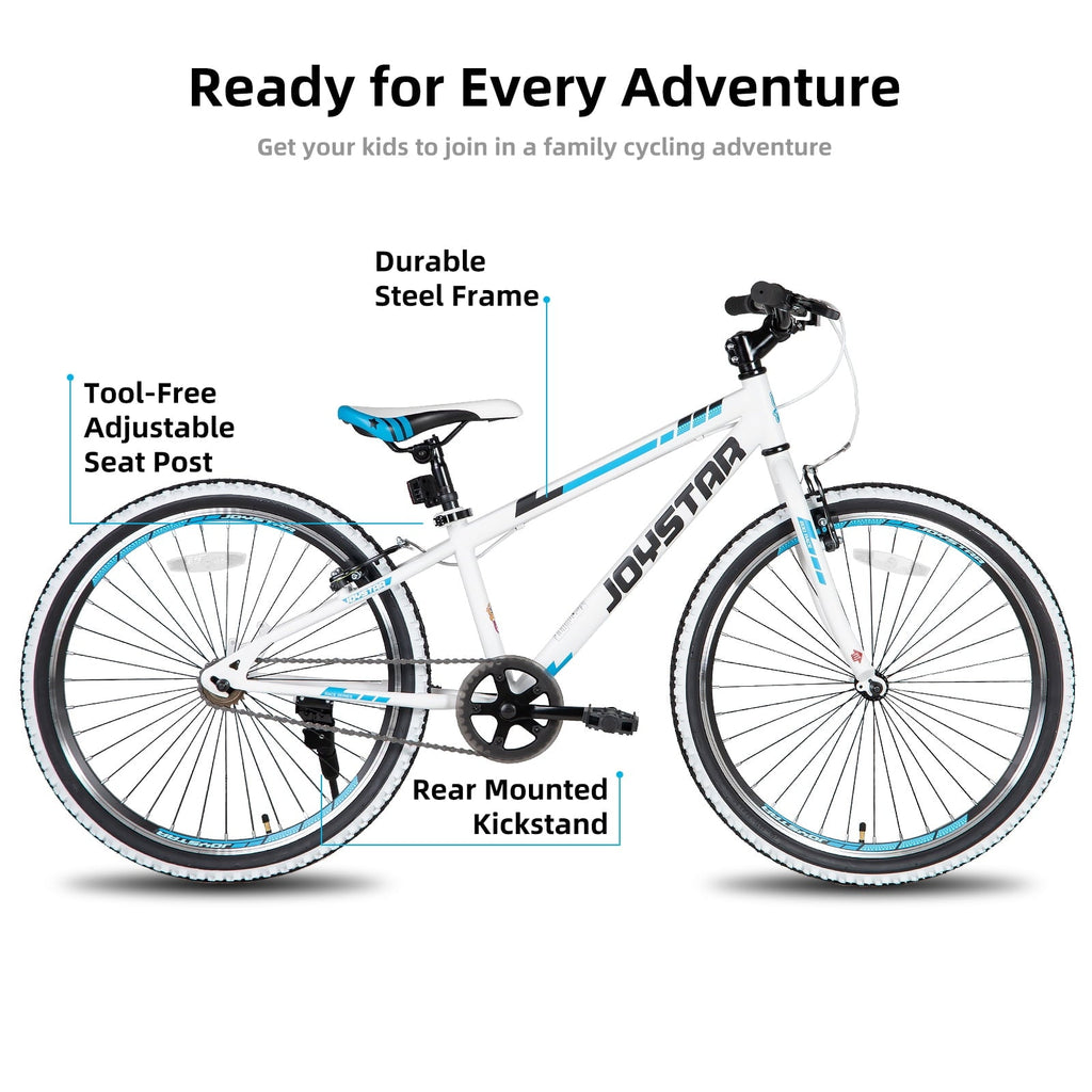 JOYSTAR Lubbock 20 24 Inch Kids Bike for Boys & Girls Ages 7-12 Years Hardtail Mountain Bike for Kids with 1-Speed/7-Speed Drivetrain, White Wall Knobby Tires, Kids' Bicycle