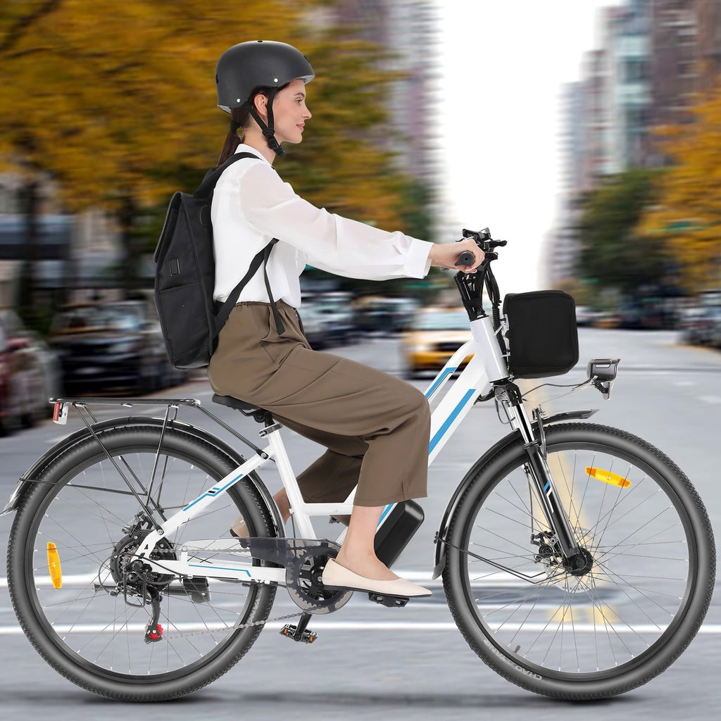 Elifine 500W Electric Bike for Adults, 26 Commuter Electric Bicycle 19.8mph City Ebike with 5 Riding Modes, 48V 7.8Ah Removable Battery UL 2849, LCD Intelligent Display Hybrid Electric Bike Red