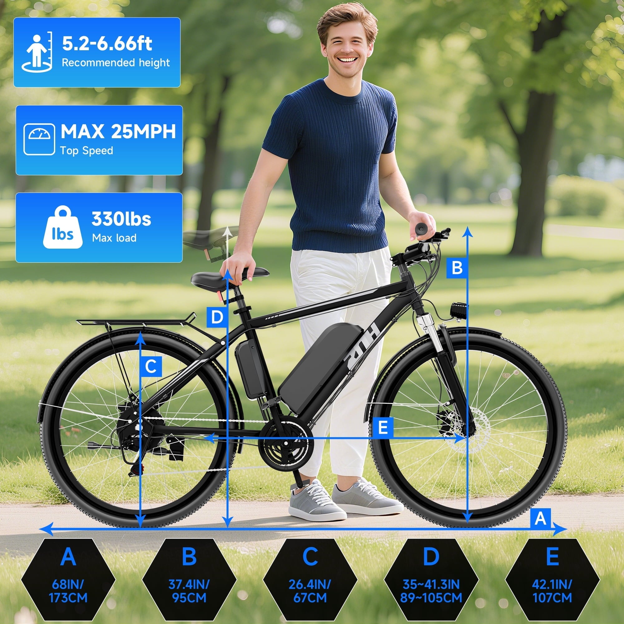 ZNH 1000w Peak Electric Bike for Adults – Electric Mountain Bike w 52V 13Ah Removable Battery ,26 off-road Ebike, Shimano 21-Speed, UL 2849 .Black