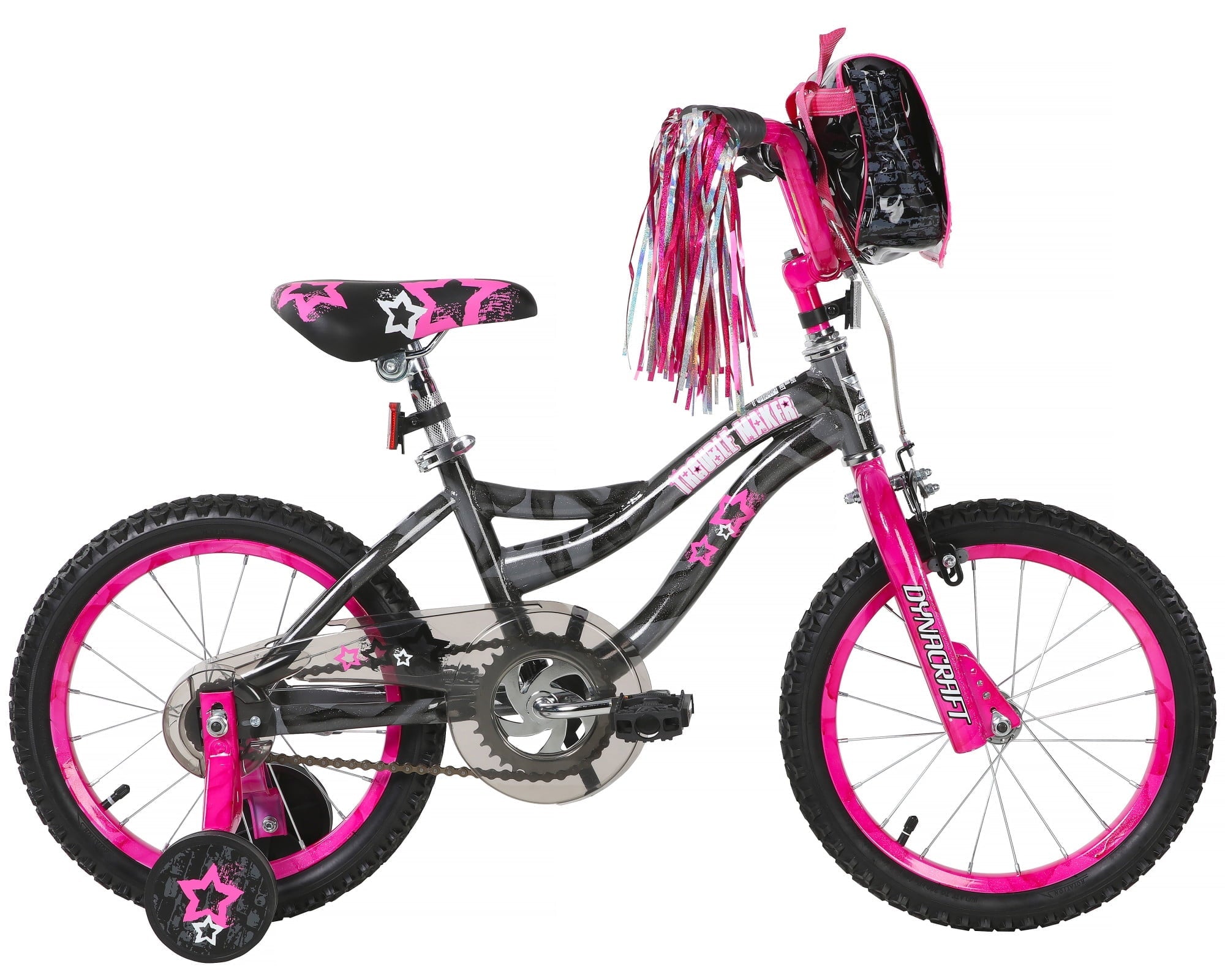 Dynacraft Trouble Maker Girls' 16-Inch BMX Bicycle for Kids Ages 5 to 7