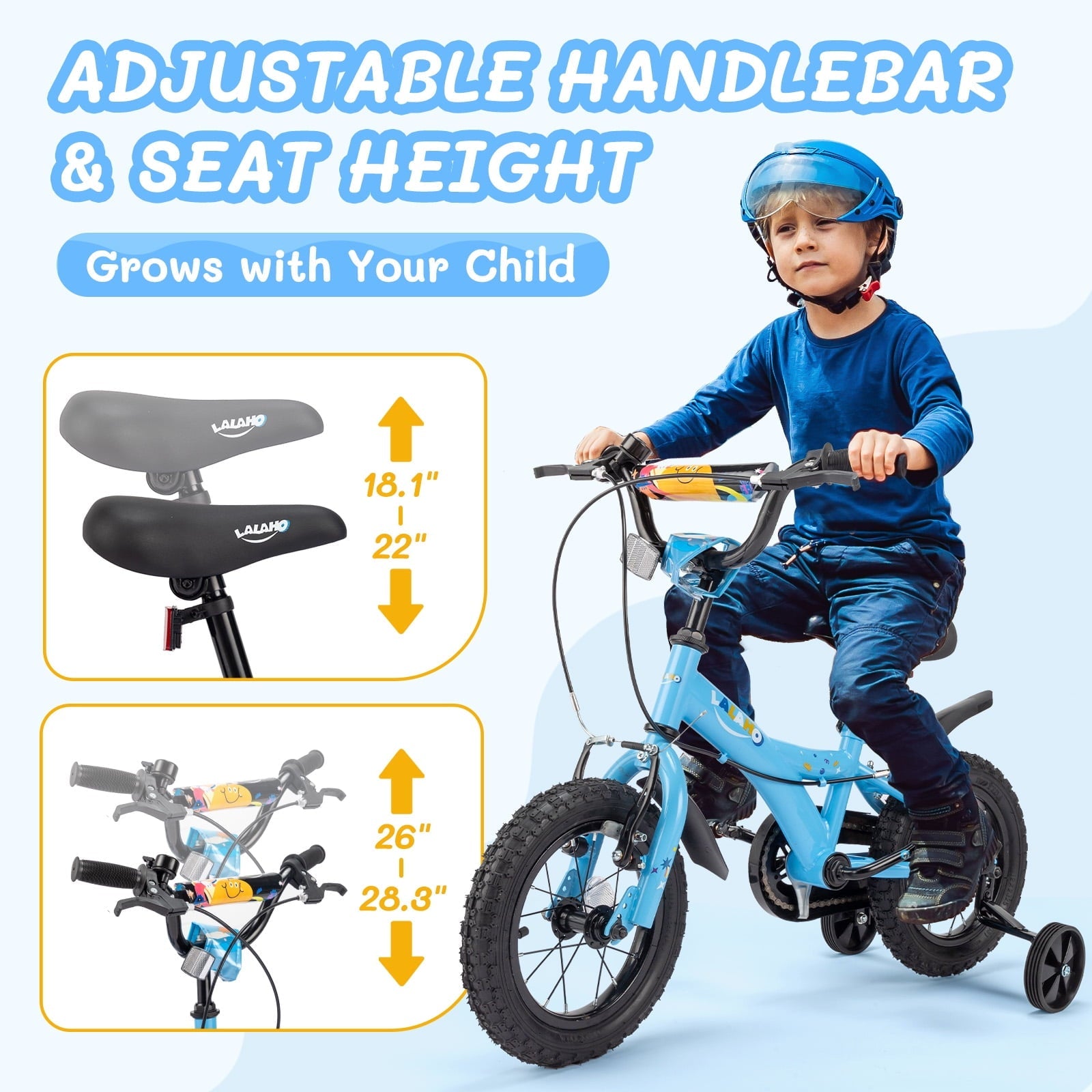Ktaxon Bike, 18 Inch Bicycle with Training Wheels and Kickstand, Easy to Assemble, Learning to Ride, Blue