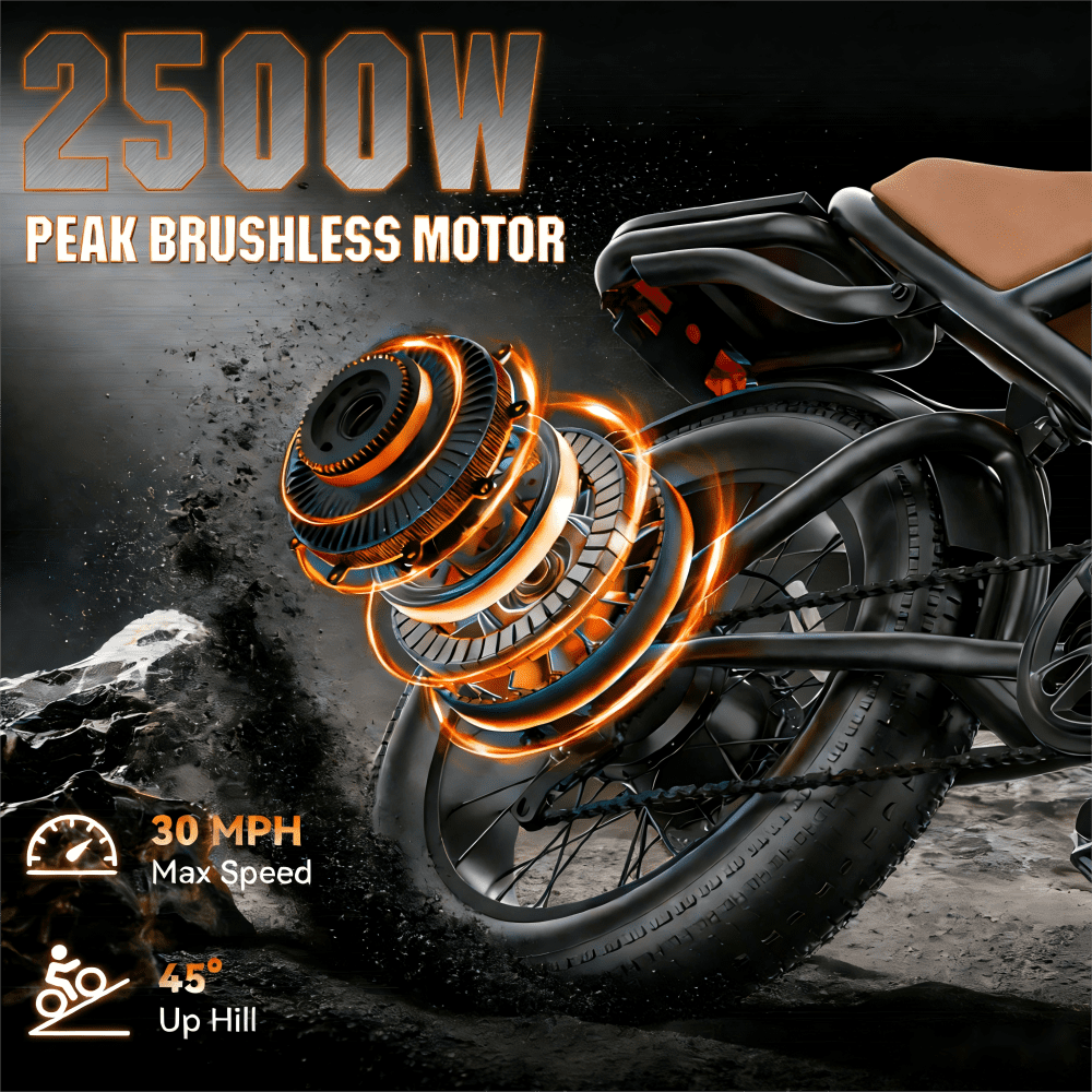 AZHAR Off-Road Electric Mountain Bike for Adults, 20*4 Fat Tire E-Bike, 48V 20Ah Removable Battery, 750W Rated (2500W Peak) Motor, 32MPH Max Speed , UL2849 Certified