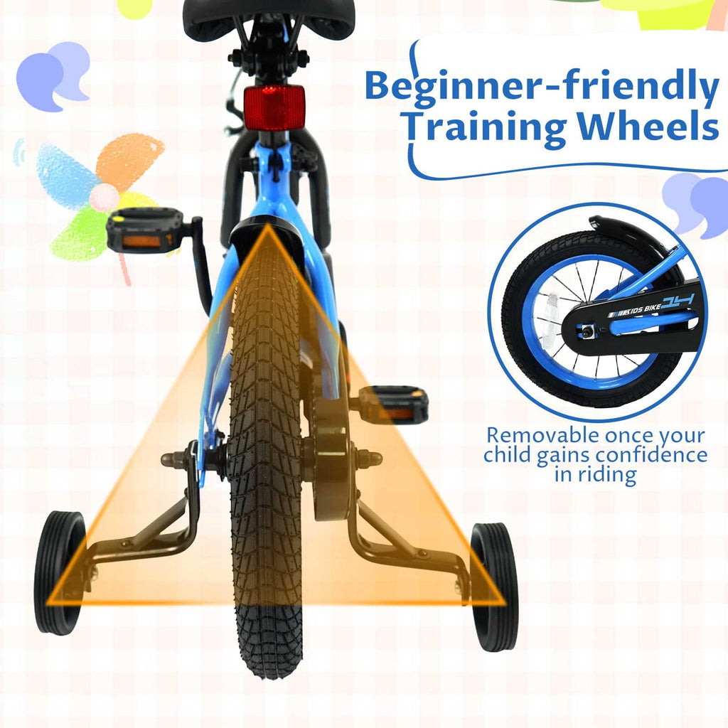 Costway 18 Inch Kids Bike with Training Wheels Dual Brakes Adjustable Seat Handlebar Height