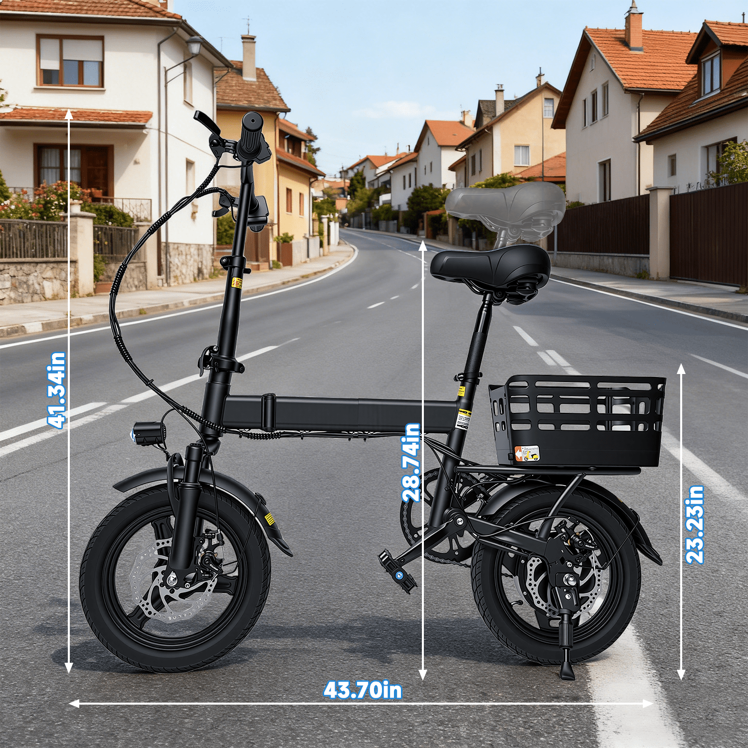 BroPath Electric Bike for Adults, Ebike, Electric Bicycle with 576WH Removable Battery,14 Folding Ebike, 21MPH,20+ Miles(MAX),500W High Motor,Multi-Shock Absorption,Commuting Mini E Bikes,UL2849