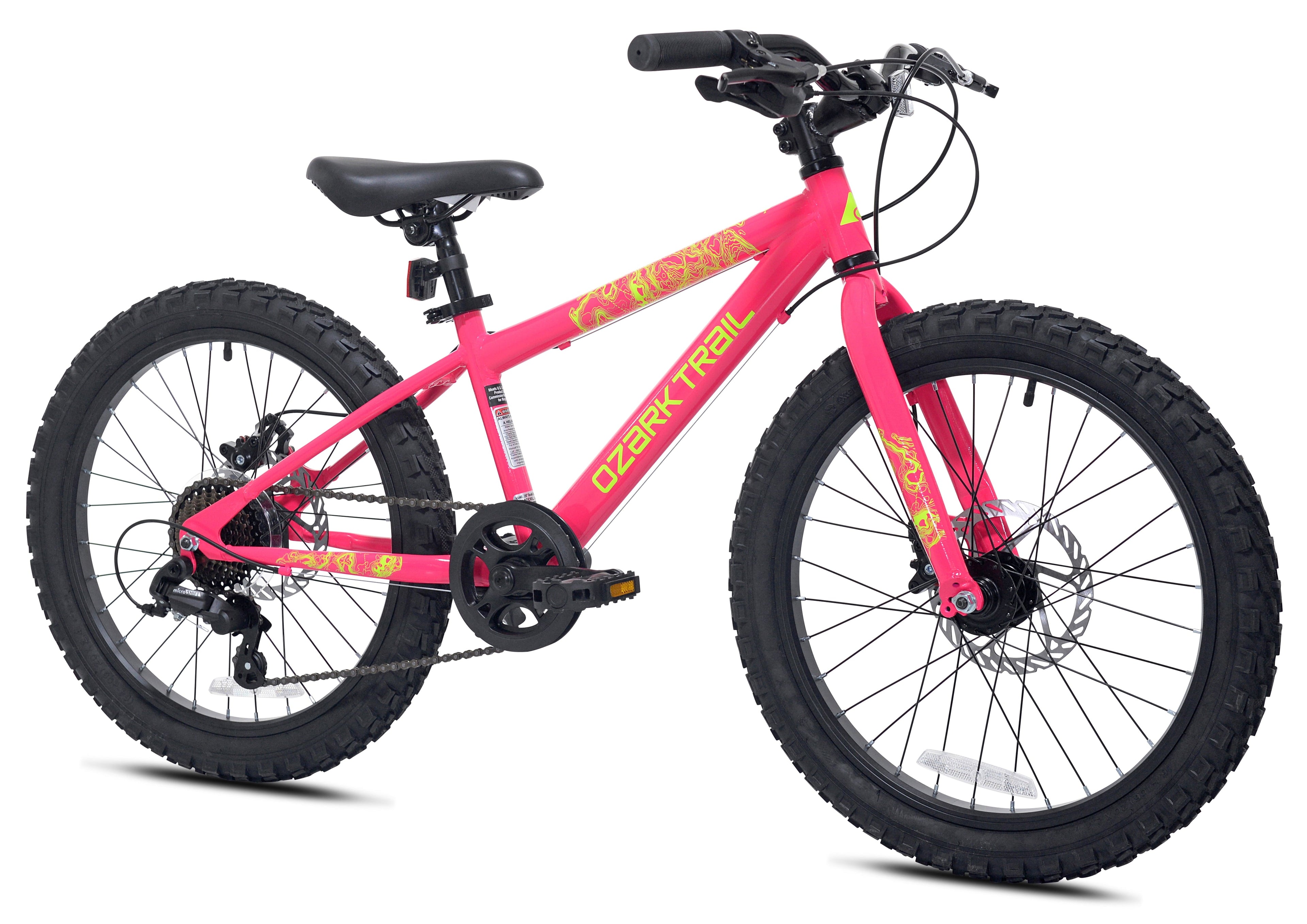 20 Ozark Trail Mountain Bike, 7 Speed, Fits Rider 3'11-4'4, Pink, Child/Tween/Teen, Unisex