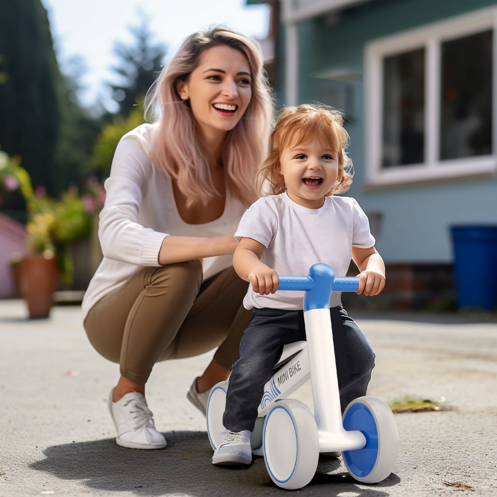 GLAF Baby Balance Bike for 12-36 Months , Toddler balance bike with 4 Wheels , Indoor & Outdoor Bike Riding Toy, First B-day Gift