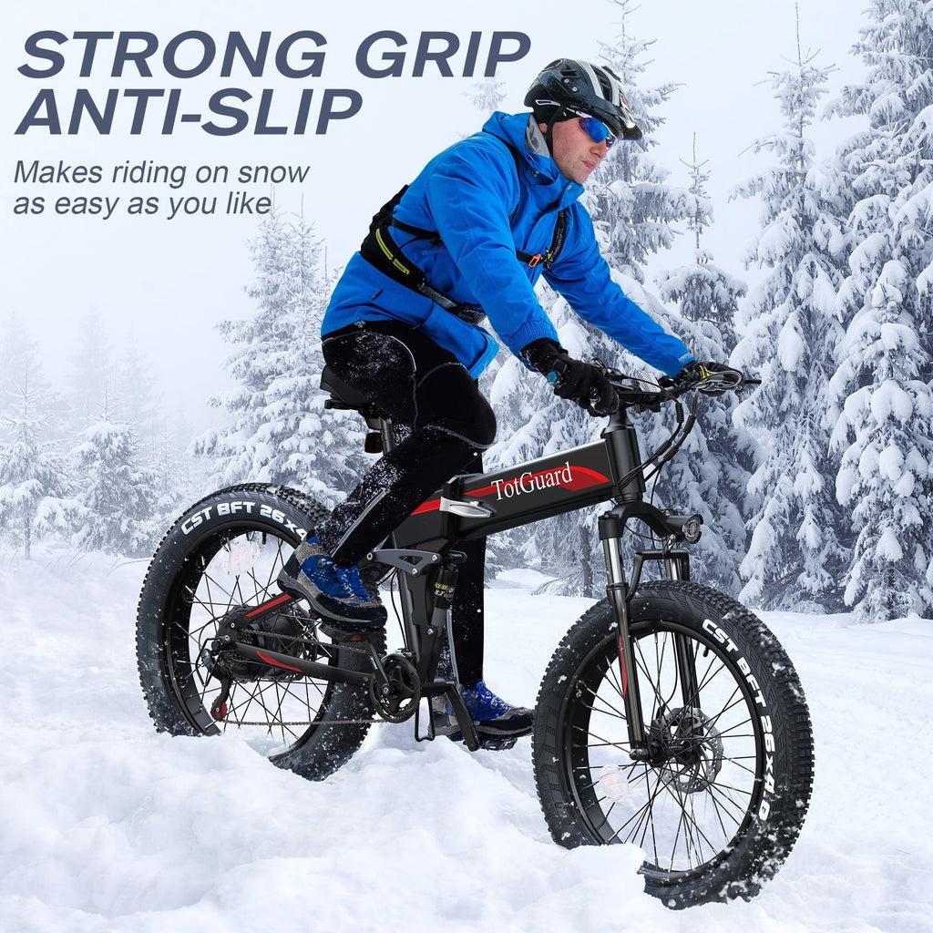 TotGuard 26x4 Electric Bike, Fat Tire 500W Ebike, Foldable Electric Bicycles E Bikes for Adults Electric 48V 10Ah Battery, Dual Shock Absorber, Lockable Fork UL2849