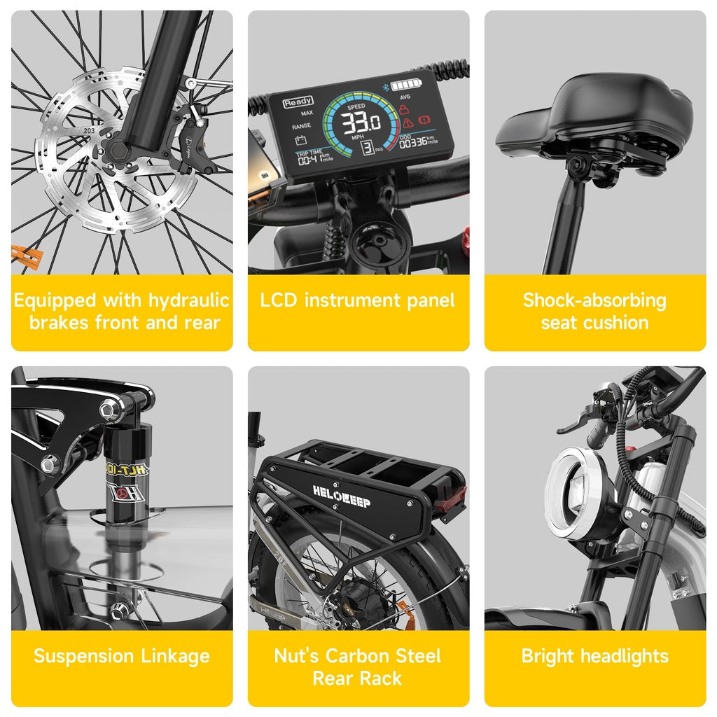 Helokeep 26 Green Fat Tire High Performance Cargo Electric Bike for Men, 4000W Peak 2000W, 40MPH, 48V 25Ah UL2849 Off-Road Ebike