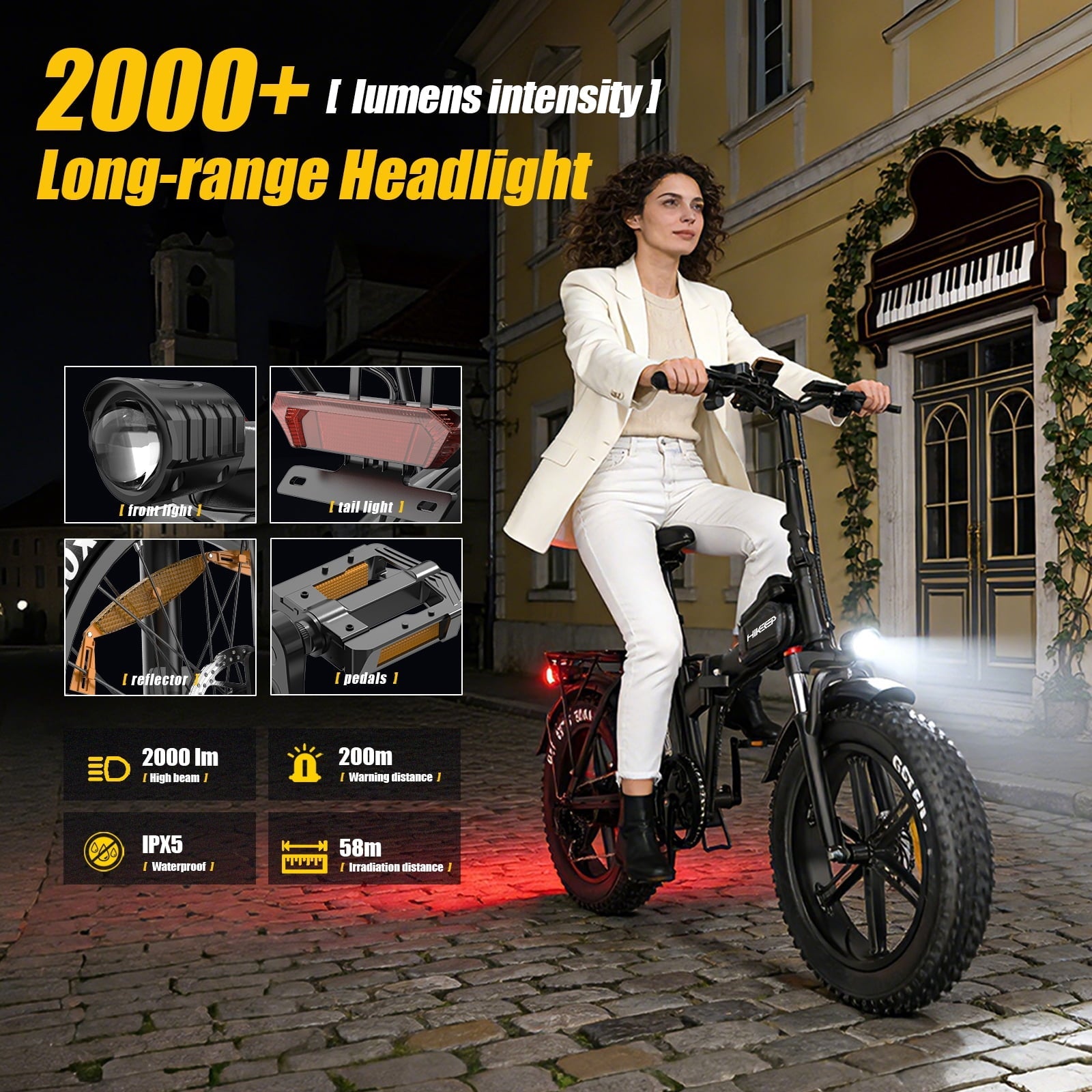 1500W Peak Folding Electric Bike for Adults, 48V 25Ah UL 2849 Certified Battery, 20x4 Fat Tire E-Mountain Bicycle, Shimano 7-Speed, Rear Rack, Up to 30MPH, Black
