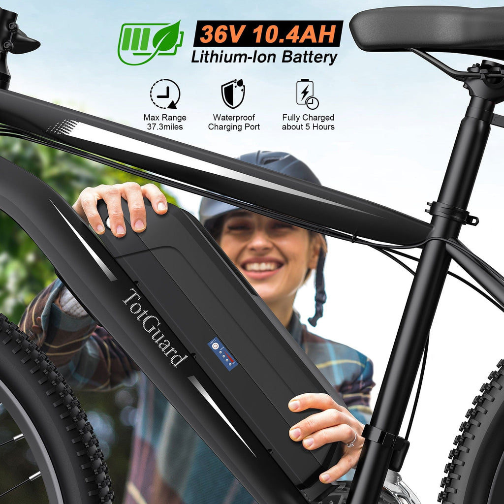 TotGuard Electric Bike for Adults, 26 Ebike 350W Adult Electric Bicycles, Electric Mountain Bike with 36V 10.4Ah Battery, Suspension Fork, Shimano 21 Speed Gears