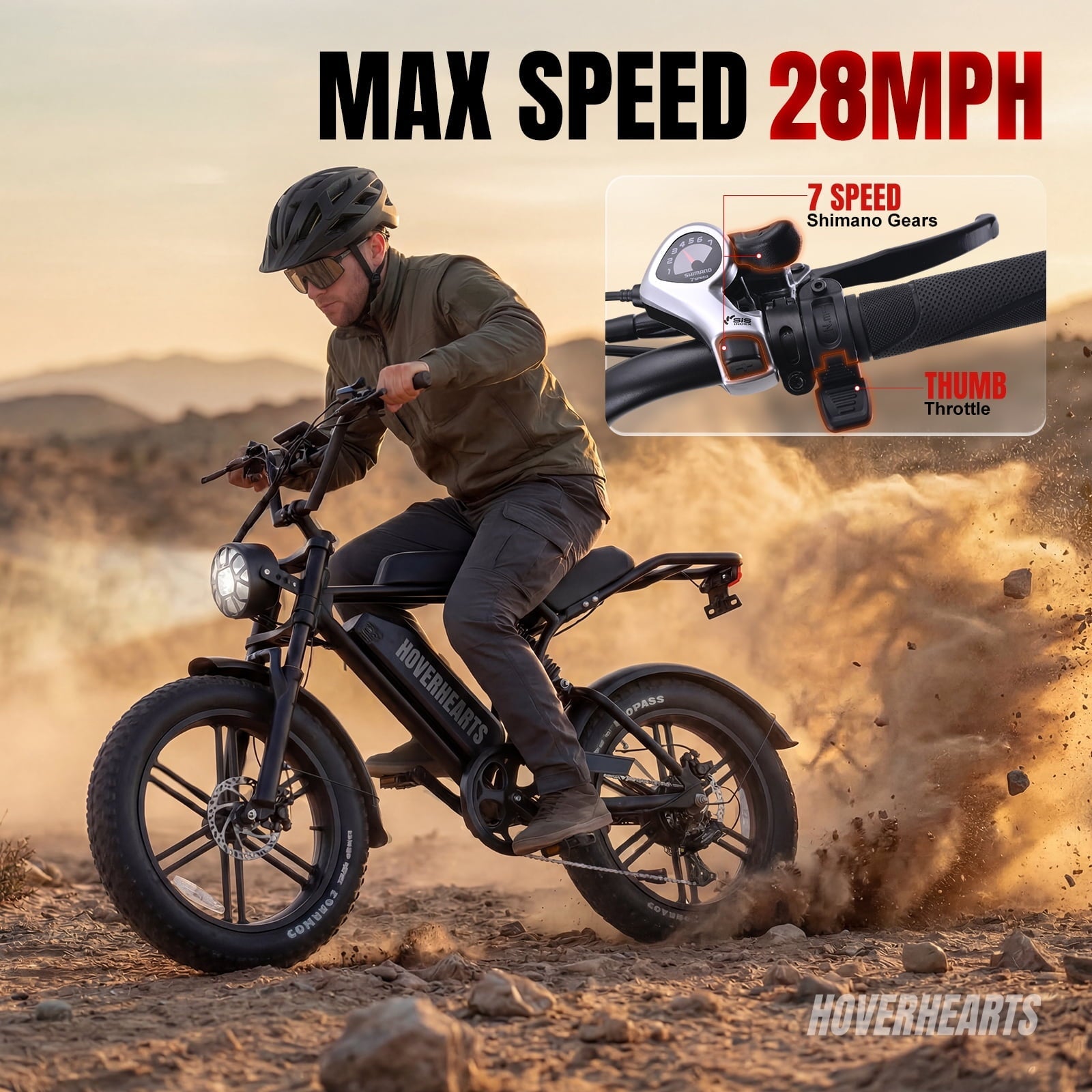 Electric Bike for Adults, 20 x 4” Fat Tire Electric Bicycle, 1500W Peak Motor 60 Miles, 48V 15Ah Removable Battery & 7 Speed Electric Mountain Bike , UL2849