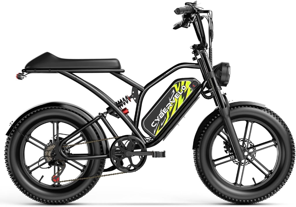 Cybervelo Electric Bike for Adults 1500W Peak 20 Fat Tire All-Terrain E-Bike 80 Miles 30MPH  Dirt Bike  Sand Mountain Snow off road Large 48V 30AH Battery Powered Motorcycle