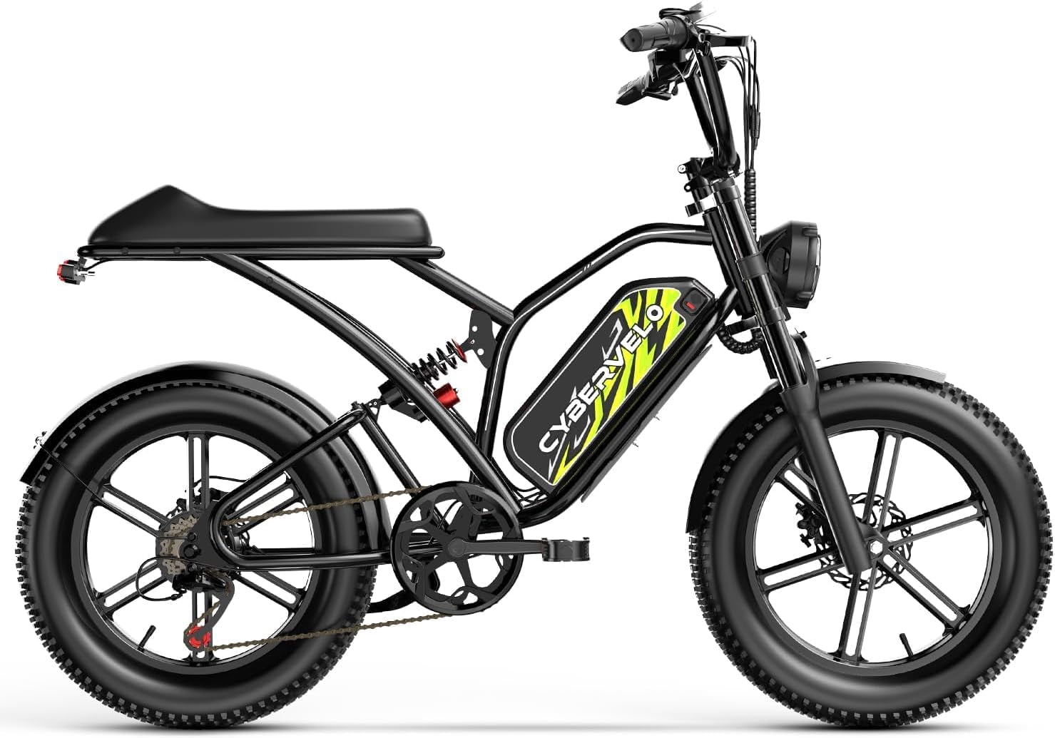 Cybervelo Electric Bike for Adults 1500W Peak 20 Fat Tire All-Terrain E-Bike 80 Miles 30MPH  Dirt Bike  Sand Mountain Snow off road Large 48V 30AH Battery Powered Motorcycle
