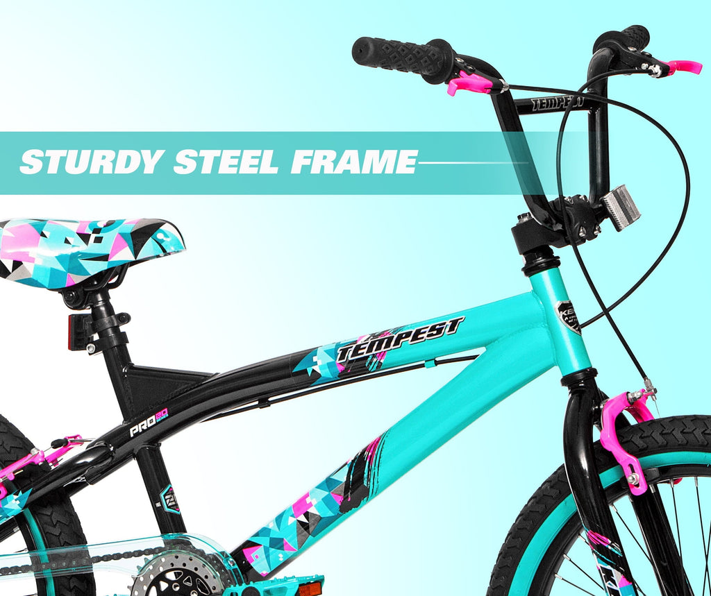 20 Kent Tempest BMX Bicycle, Fits Riders 4'2 - 5', Black/Aqua, Child, Unisex