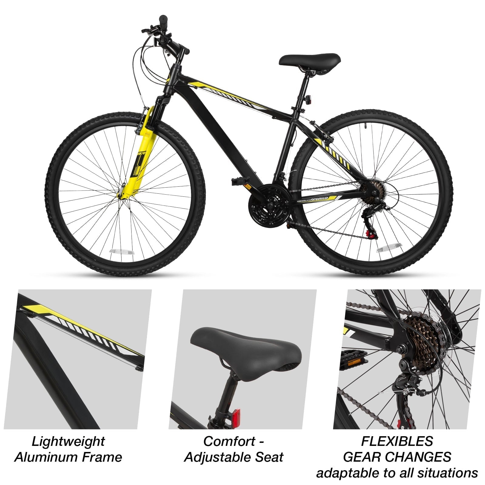 Hykolity 29 inch Mountain Bike 29r MTB Sport Bicycle Large Bike Full Suspension Lightweight Outdoor Cycling for Adult Men Woman - Pale White