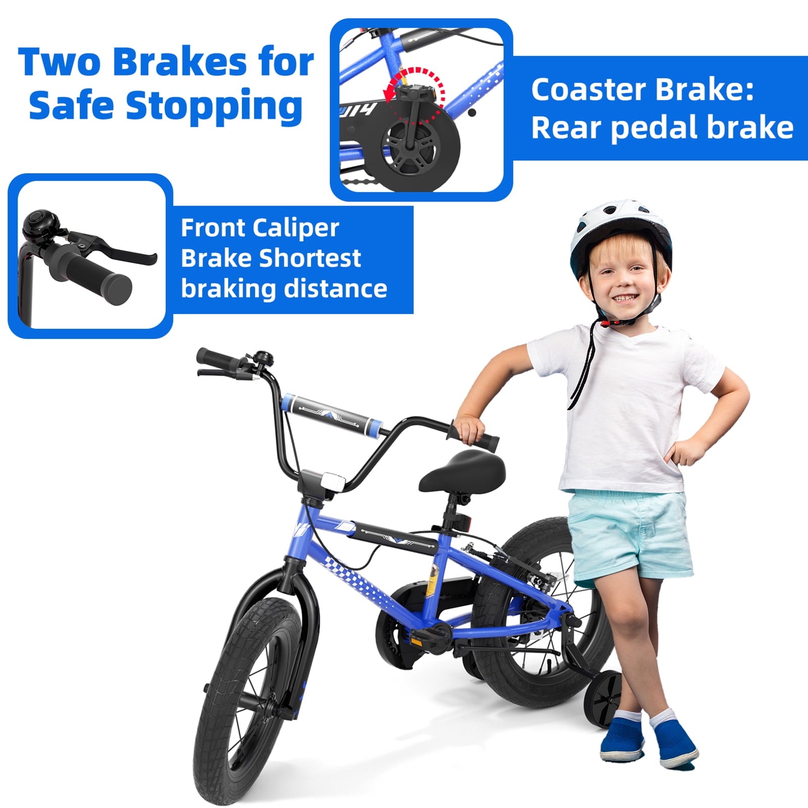 XJD BMX Style Kids Bike for 2-8 Years Old Boys Girls Toddlers 12 14 16 Inches Bicycle with Training Wheels Coaster Brake