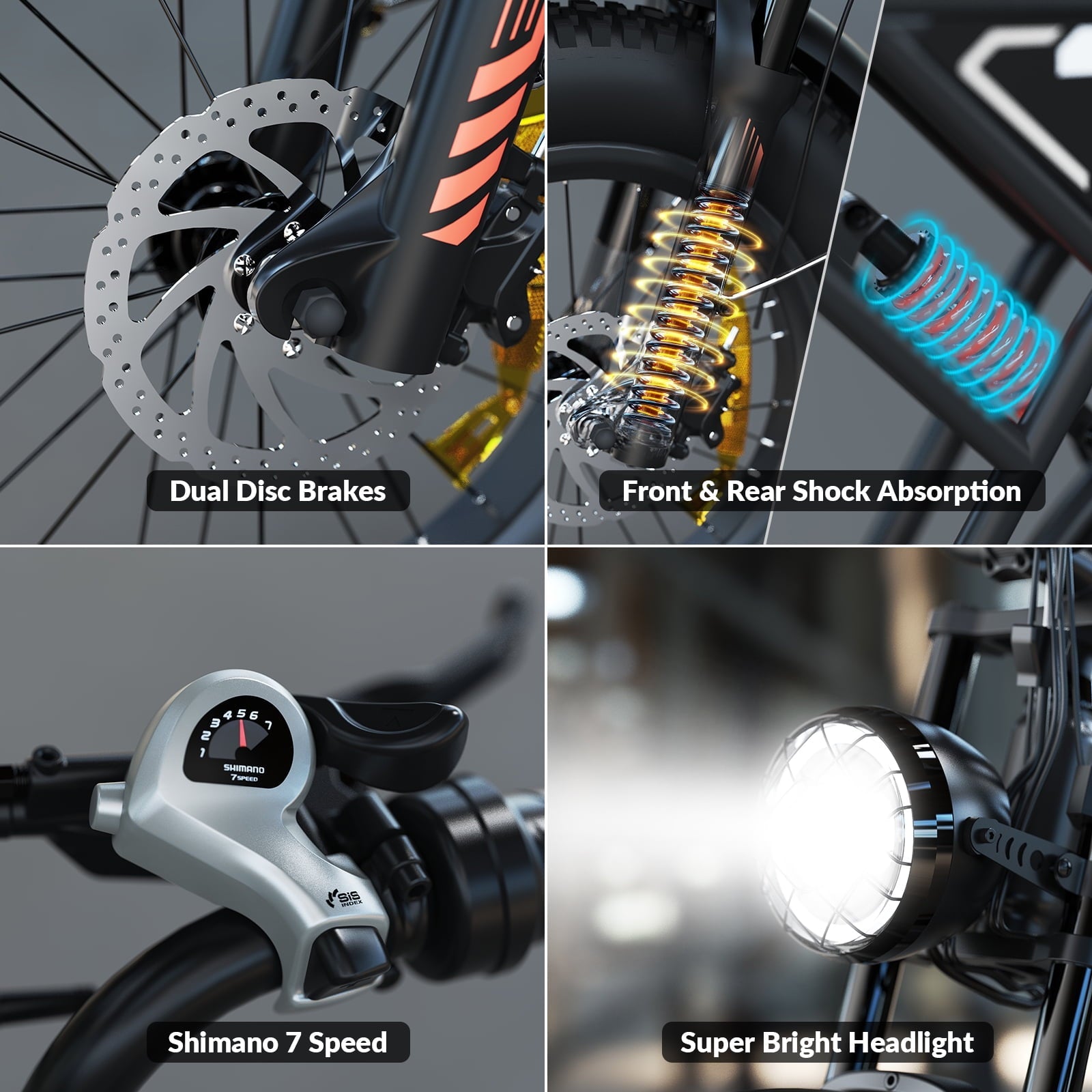 5TH WHEEL LB16 750W Electric Bike for Adults, 20 × 4 Fat Tire E Mountain Bikes, 48V 14.5Ah Removable Battery, Front Suspension, 7-Speed UL2849