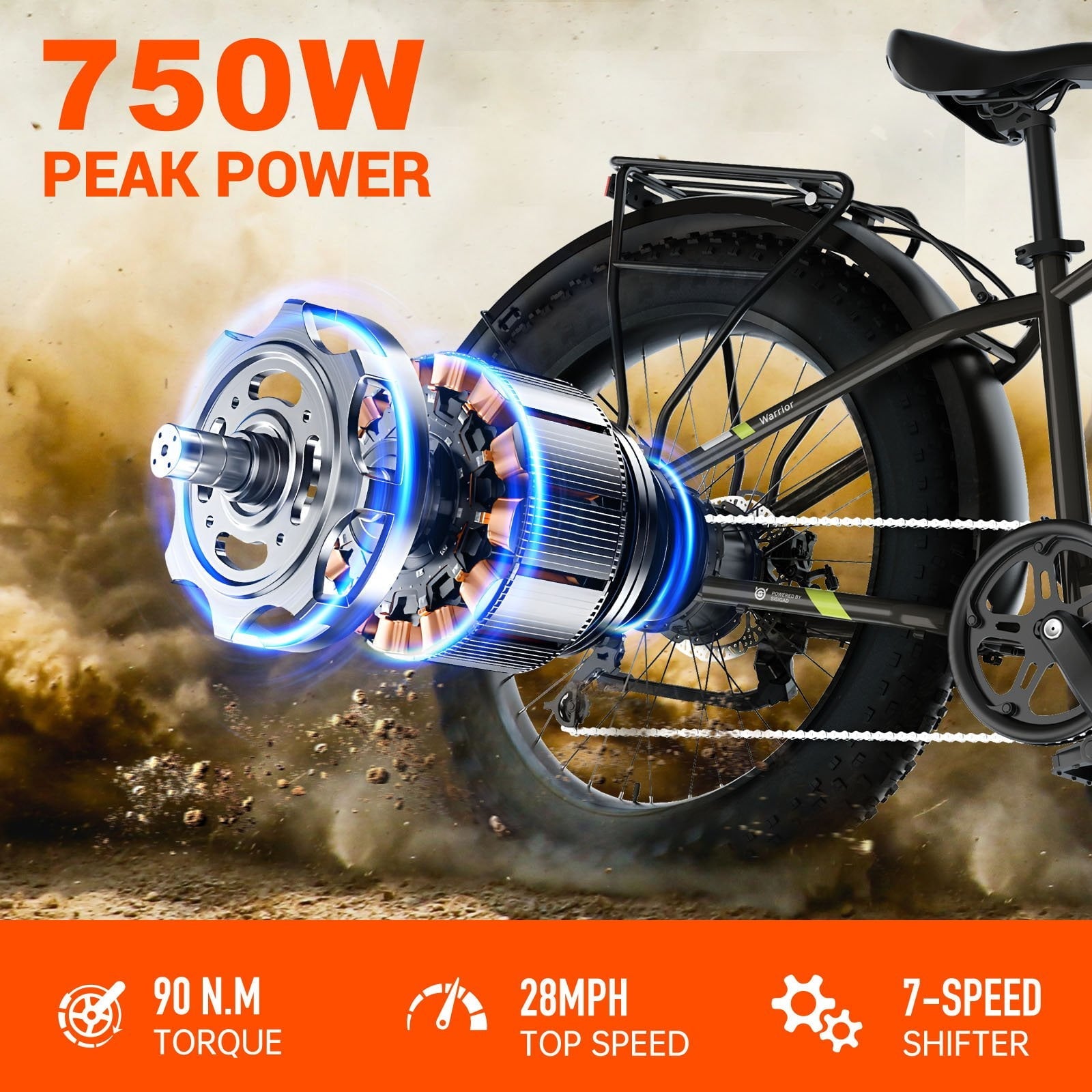 SISIGAD Electric Bike, Peak 750W 28 Mph E-Mountain Bike for Adults, 48V/500WH Battery, 26 Off-Road Tires, UL2849, White Gray