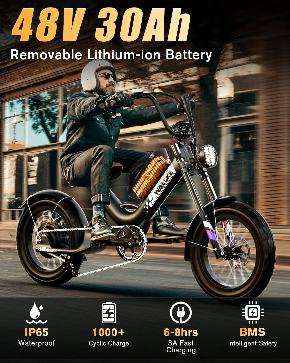 W WALLKE Titan X1 Carbon Fiber Frame Electric Bike, 30Ah Long Range Ebike for Adults, 3800W 40MPH Fast E Bike, 20x5 Puncture-Proof Fat Tire