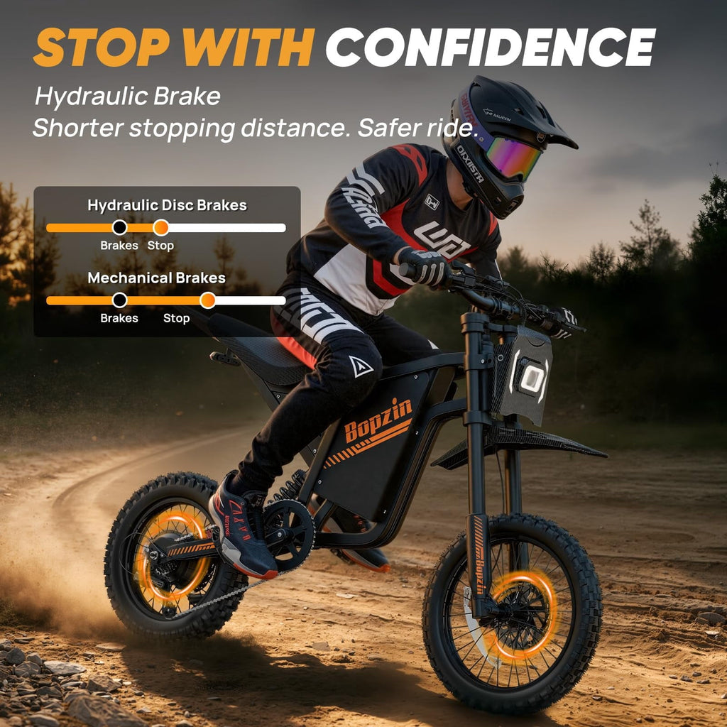 Bopzin Electric Dirt Bike for Adults, Smart App Anti-Theft, 60V 25Ah Up to 100 Miles, 3000W 20x3.0 Fat Tire Electric Bike UL2849