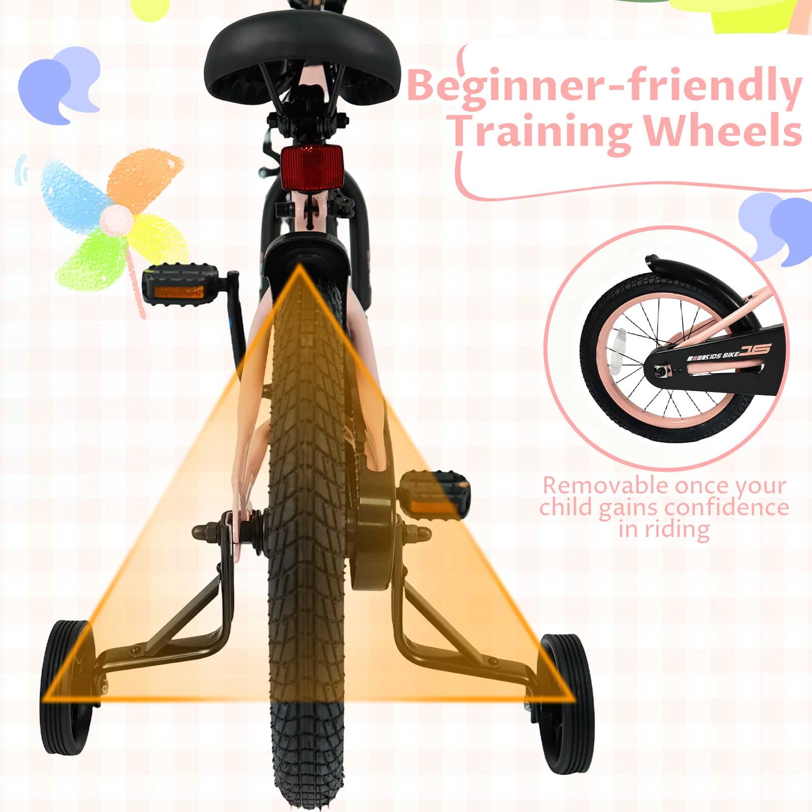 Costway 18 Inch Kids Bike with Training Wheels Dual Brakes Adjustable Seat Handlebar Height