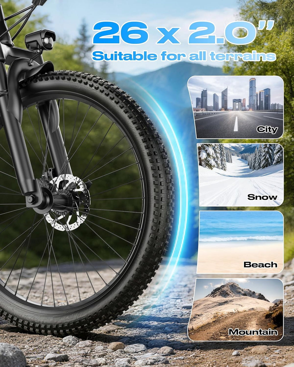Electric Bike for Adults, 26 E Bike with 1500W Peak Motor, 25 MPH, 50+ Miles Range Electric Bicycle, UL 2849 Electric Mountain Bike