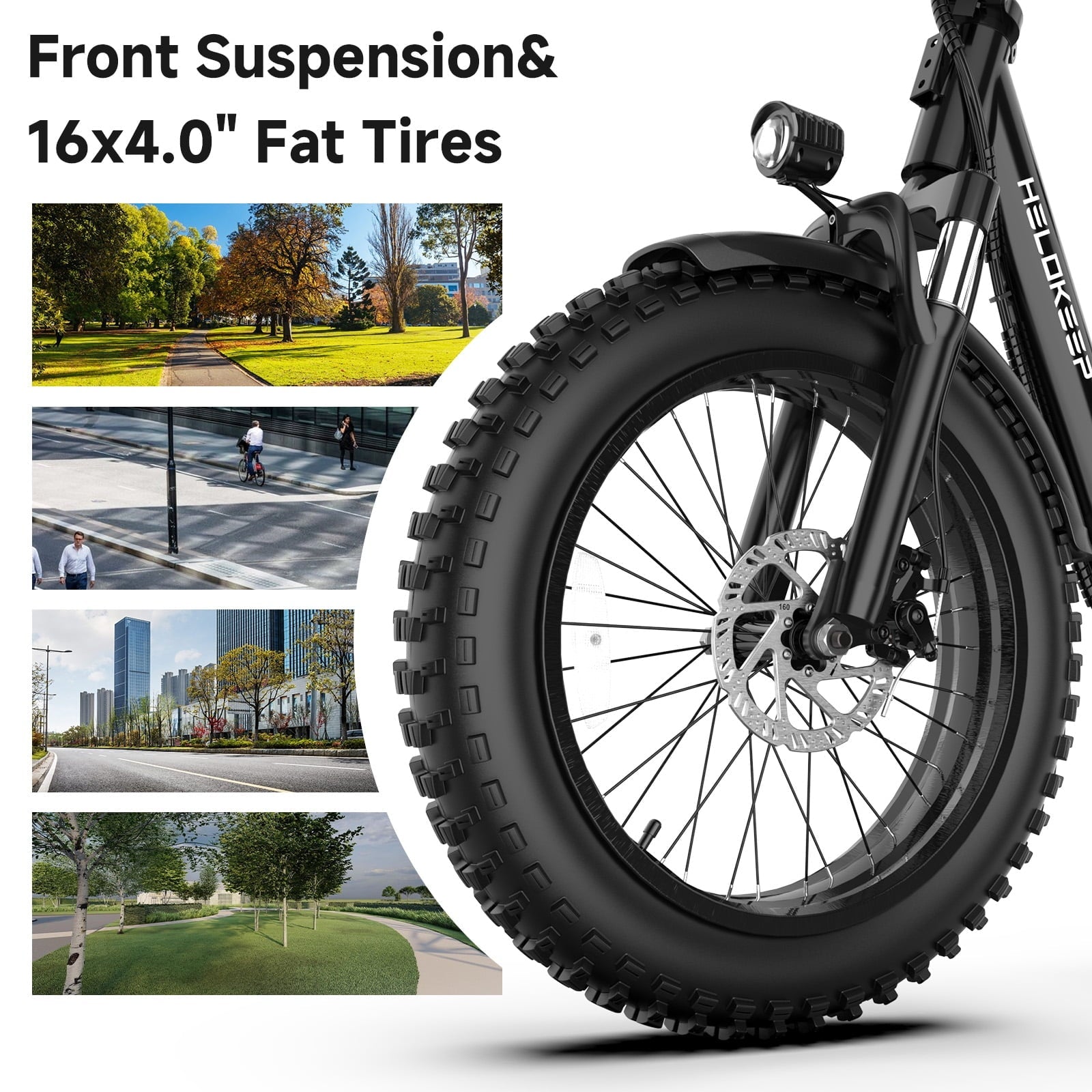 750W 1200W Folding Electric Bike for Adults, 48V 10Ah Removable Battery, 16 Fat Tire Ebike, Dual Disc Brakes & Front Suspension, UL 2849, Black
