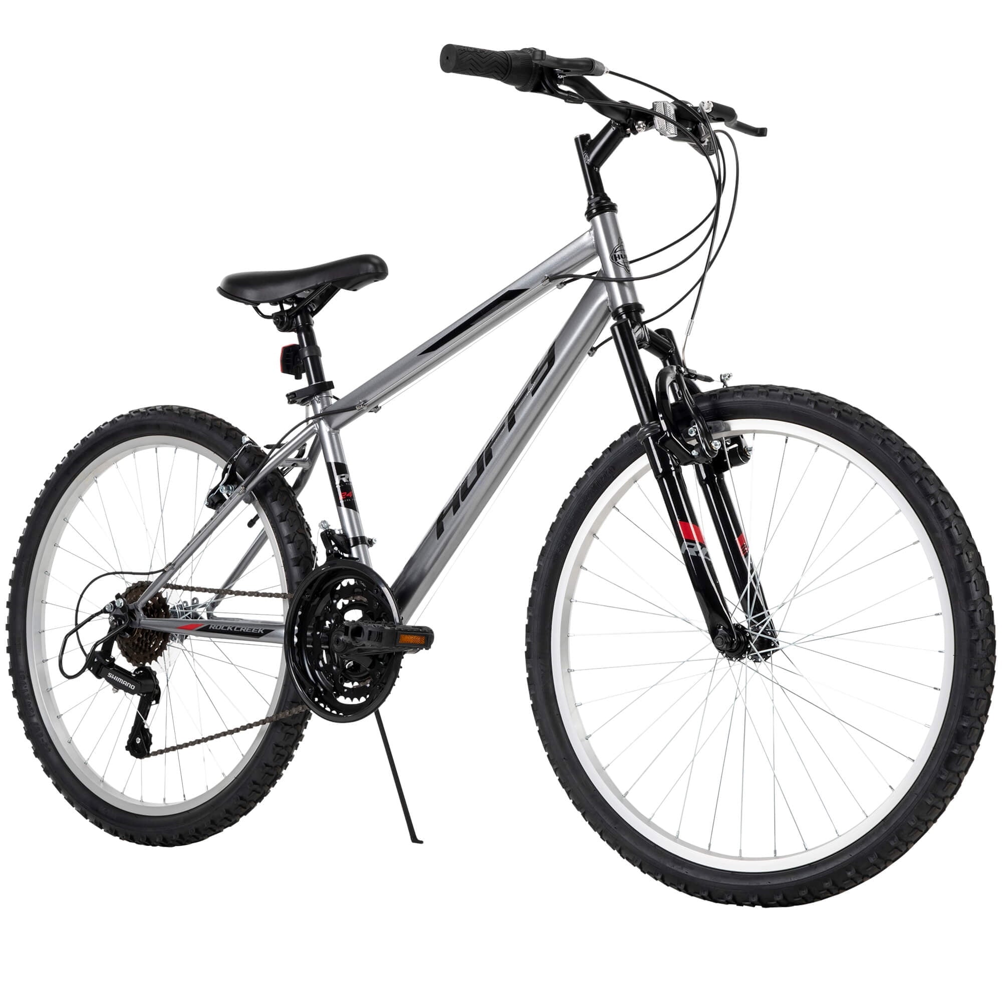 Huffy 24” Rock Creek Mountain Bike, Fits Riders 58” - 70”, Gray, Youth, Boy's