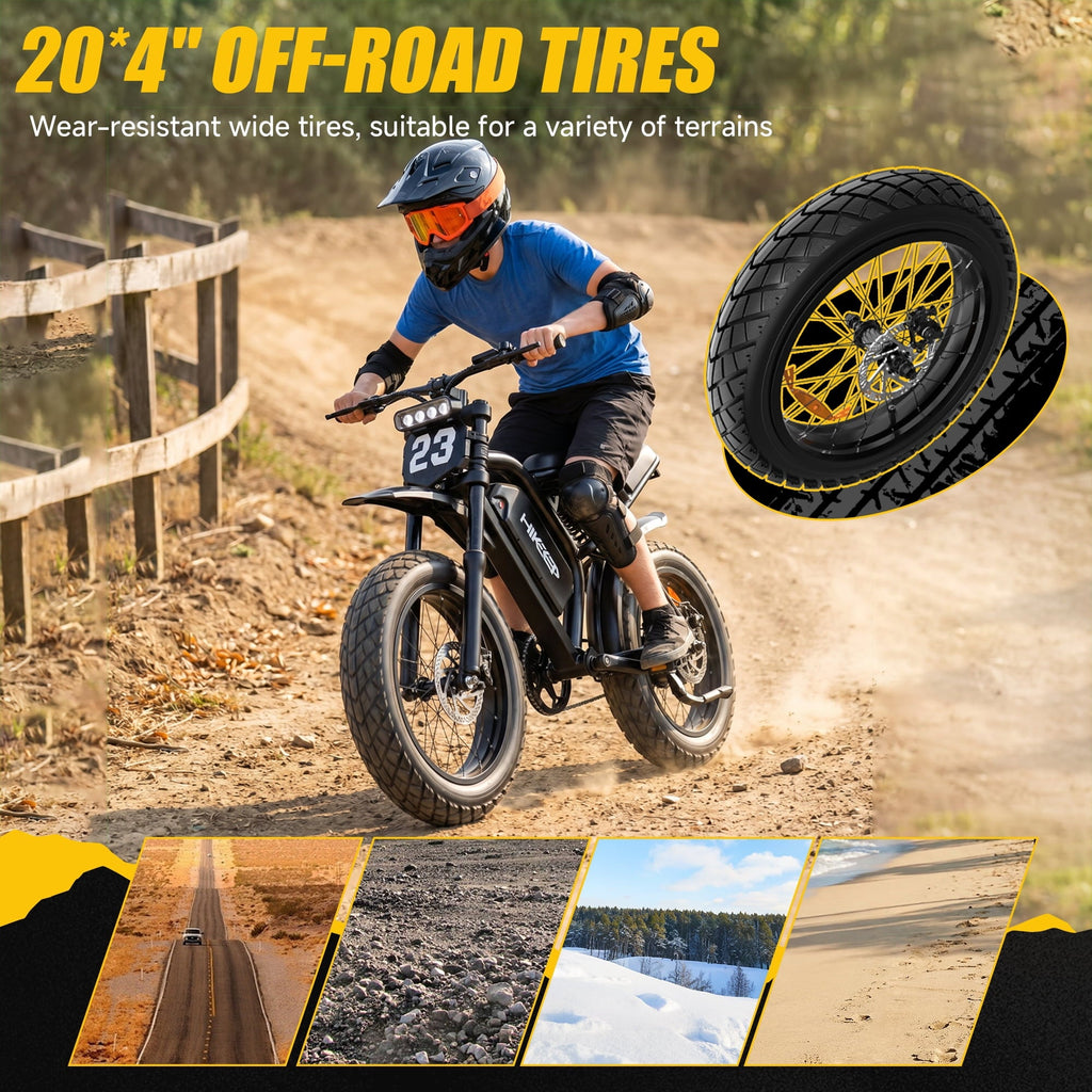 HiKeep 1500W/3000W Peak Off-Road Electric Bike for Adults, 52V 40Ah UL Battery, 20x4 Fat Tire Dirt Ebike, 40MPH E-Mountain Bike, 40-85 Miles Range, UL 2849