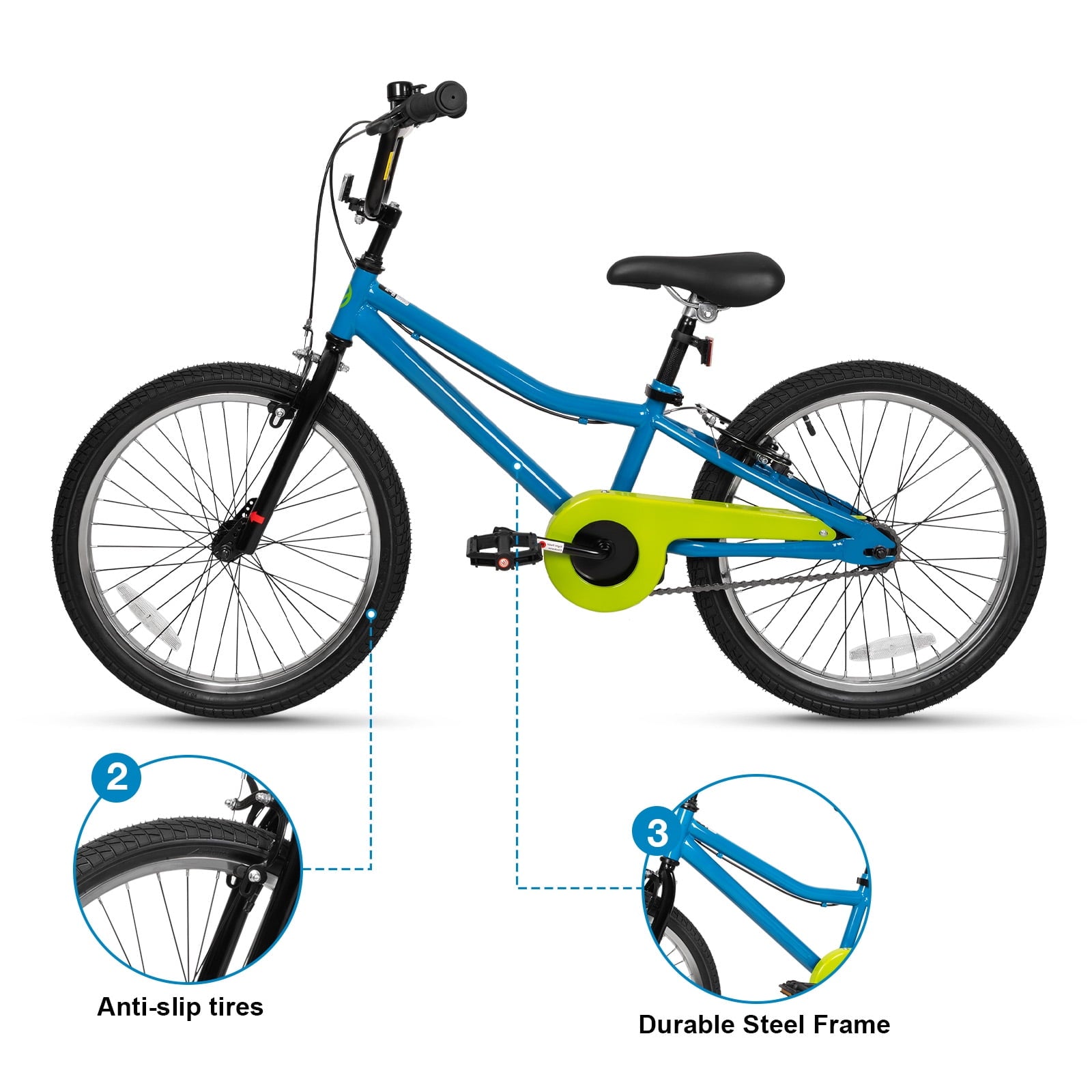 Hykolity 20 Kids Bike Age 6-12 Boy Girl Bicycle Coaster Brake Children Bike For Tween Height 48-62 Teen Sport Outdoor Riding Navy Blue