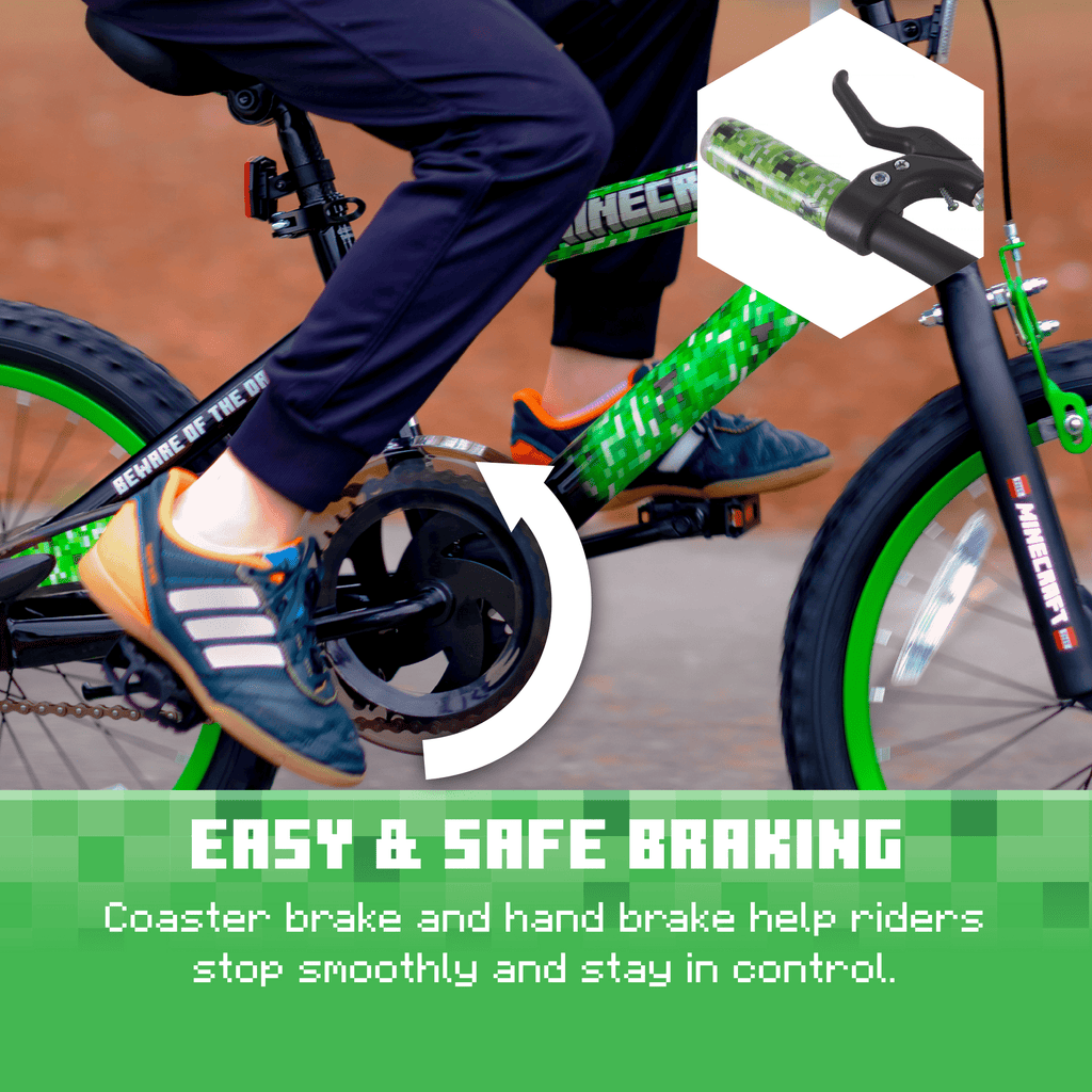 Dynacraft Minecraft Unisex 18-Inch BMX Bike for Kids Aged 6-9, Green