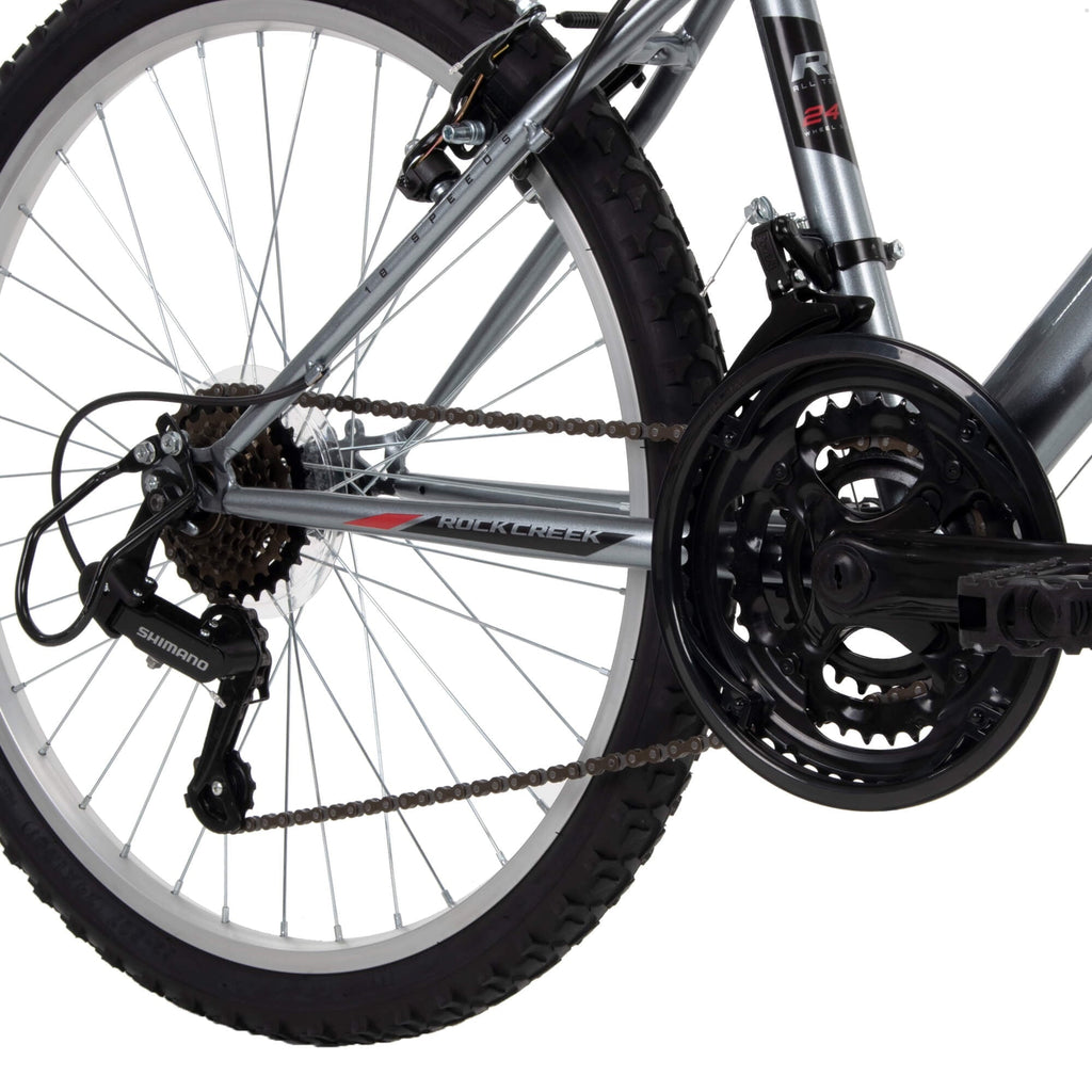 Huffy 24” Rock Creek Mountain Bike, Fits Riders 58” - 70”, Gray, Youth, Boy's