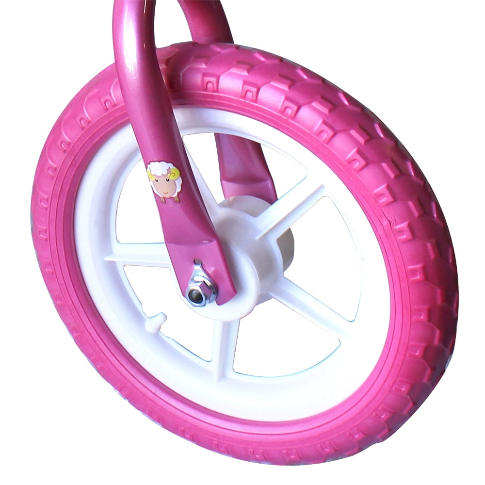 USToyOutlet 12 Kid's Beginner Bicycle for 2-4 Years Old Boys' and Girls' Bike Foam Tire for Indoor Use No Brake - Pink