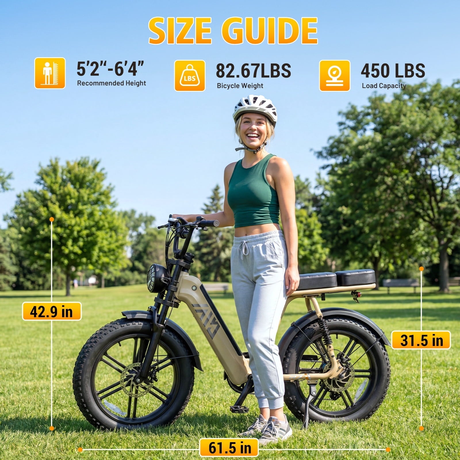 TST Electric Bike for Women, 20x4 Fat Tire, E Mountain Bike, 750W Motor 48V/15AH UL2849, Dual Hydraulic Disc Brakes, Full Suspension