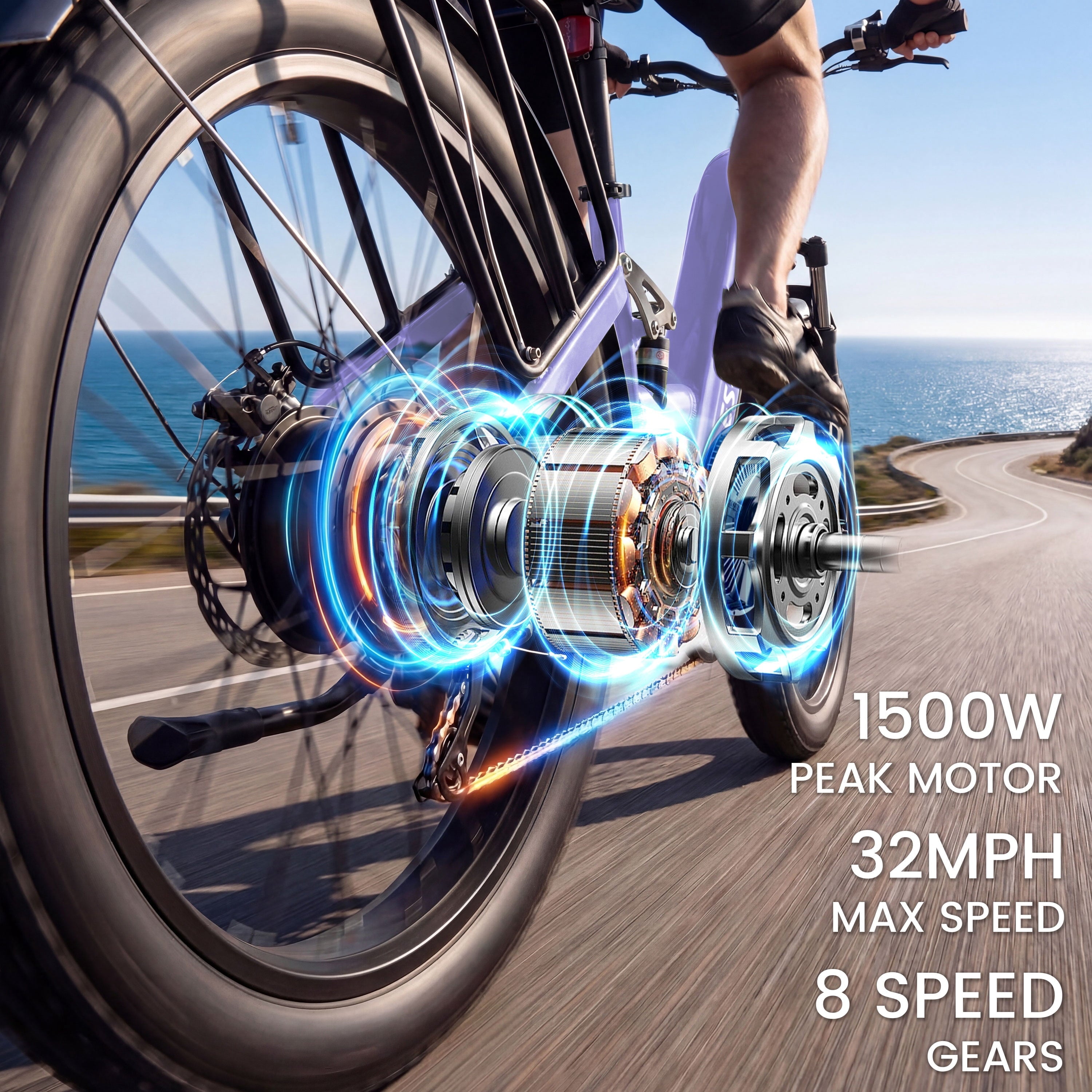 ESKUTE C300 1500W Electric Bike for Adults, 48V 20.8Ah Battery, 32MPH, 80 Miles Range, 26x4.0 Fat Tire Step-Thru Ebike, Full Suspension Electric Bicycle, 8-Speed Pink, UL2849