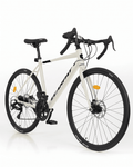 700C Road Bike 16 Speed, Sport Bike Performance Aluminum Road Bike, City Commuter Bicycle with Dual Disc Brakes, Lightweight Racing Bicycle for Men &Women, Cream