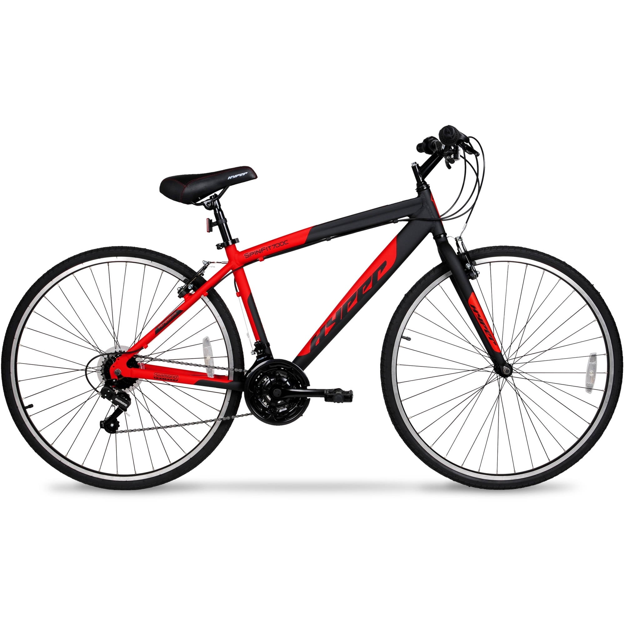 Hyper Bicycles 700c Men's Spin Fit Hybrid Bike, Adults Ages 14+, Black/Blue