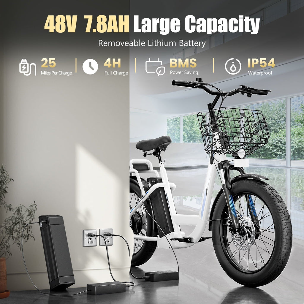 SANOPY 500W Electric Bike for Adults,48V Removable Battery,20 Mile Range&20MPH Max Speed,Electric Scooter with Seat,Commuter E-scooter for Adults and Teens,Gray,UL2272