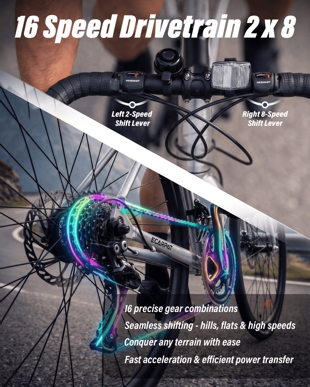 700C Road Bike 16 Speed, Sport Bike Performance Aluminum Road Bike, City Commuter Bicycle with Dual Disc Brakes, Lightweight Racing Bicycle for Men &Women, Cream